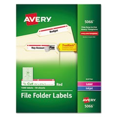 Permanent TrueBlock File Folder Labels with Sure Feed Technology, 0.66 x 3.44, White, 30/Sheet, 50 Sheets/Box