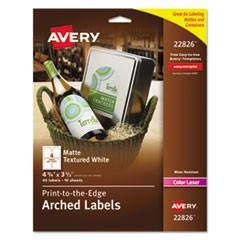 Textured Arched Print-to-the-Edge Labels, Laser Printers, 4.75 x 3.5, White, 4/Sheet, 10 Sheets/Pack