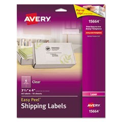 Matte Clear Easy Peel Mailing Labels w/ Sure Feed Technology, Laser Printers, 3.33 x 4, Clear, 6/Sheet, 10 Sheets/Pack