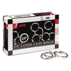 Metal Book Rings, 0.75" Diameter, 100/Box