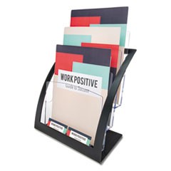 3-Tier Literature Holder, Leaflet Size, 11.25w x 6.94d x 13.31h, Black