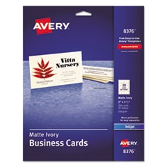 Printable Microperforated Business Cards w/Sure Feed Technology, Inkjet, 2 x 3.5, Ivory, 250 Cards, 10/Sheet, 25 Sheets/Pack