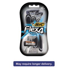 Flex 4 Disposable Men's Razor, 4 Blades, Gray/Black, 4/Pack