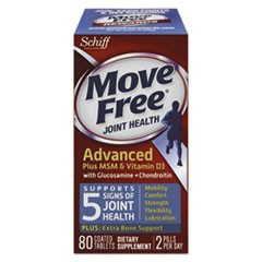 Move Free Advanced Plus MSM and Vitamin D3 Joint Health Tablet, 80 Count, 12/Carton