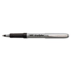 Roller Glide Roller Ball Pen, Stick, Fine 0.7 mm, Black Ink, Gray Barrel, Dozen