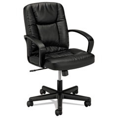 HVL171 Executive Mid-Back Leather Chair, Supports Up to 250 lb, 16.75