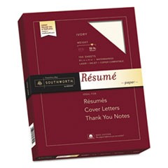 100% Cotton Resume Paper, 32 lb, 8.5 x 11, Ivory, 100/Pack