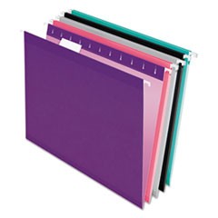 Colored Reinforced Hanging Folders, Letter Size, 1/5-Cut Tab, Assorted, 25/Box