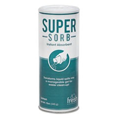 Super-Sorb Liquid Spill Absorbent, Powder, Lemon-Scent, 12 oz. Shaker Can, 6/Box