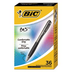 BU3 Ballpoint Pen, Retractable, Medium 1 mm, Black Ink, Black Barrel, 36/Pack