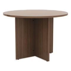 Alera Valencia Round Conference Table w/Legs, 29 1/2h x 42 dia., Modern Walnut