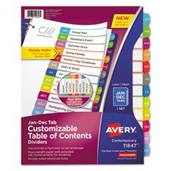 Customizable TOC Ready Index Multicolor Dividers, Jan-Dec, Letter