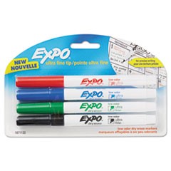 Low-Odor Dry-Erase Marker, Extra-Fine Bullet Tip, Assorted Colors, 4/Pack