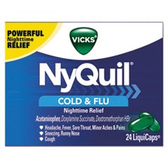 NyQuil Cold and Flu Nighttime LiquiCaps, 24/Box