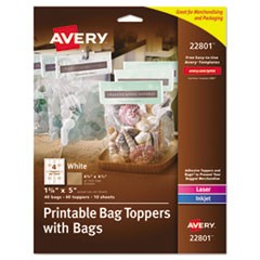 Sure Feed Printable Toppers with Bags, 1 3/4 x 5, White, 40/Pack