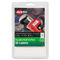 Durable Permanent Multi-Surface ID Labels, Inkjet/Laser Printers, 0.75 x 1.75, White, 12/Sheet, 10 Sheets/Pack