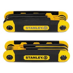 Folding Metric and SAE Hex Keys, 2/Pack, Yellow/Black