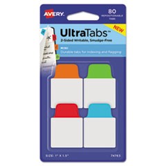 Ultra Tabs Repositionable Mini Tabs, 1/5-Cut Tabs, Assorted Primary Colors, 1