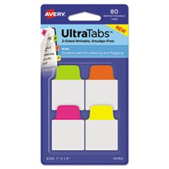 Ultra Tabs Repositionable Mini Tabs, 1/5-Cut Tabs, Assorted Neon, 1