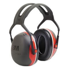 PELTOR X3A Over-the-Head Earmuffs, 28 dB NRR, Black/Red, 10/Ctn