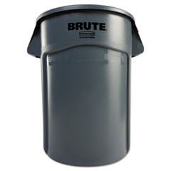 Vented Round Brute Container, 44 gal, Plastic, Gray