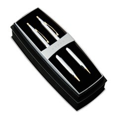 Classic Century Ballpoint Pen & Pencil Set, Chrome/23kt. Gold Plate