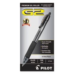 G2 Premium Gel Pen, Retractable, Fine 0.7 mm, Black Ink, Smoke Barrel, Dozen