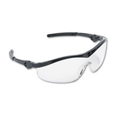 Storm Wraparound Safety Glasses, Black Nylon Frame, Clear Lens, 12/Box