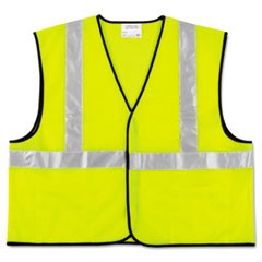 Class 2 Safety Vest, Polyester, 2X-Large, Fluorescent Lime with Silver Stripe