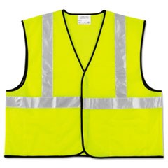 Class 2 Safety Vest, Polyester, X-Large, Fluorescent Lime with Silver Stripe