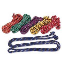 Braided Nylon Jump Ropes, 8 ft, Assorted, 6/Pack