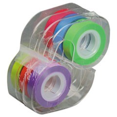 Removable Highlighter Tape, 0.5" x 720", Assorted, 6/Pack