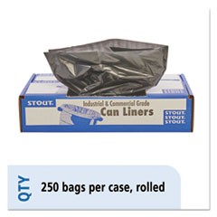 Total Recycled Content Plastic Trash Bags, 10 gal, 1 mil, 24" x 24", Brown/Black, 250/Carton