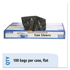 Total Recycled Content Plastic Trash Bags, 60 gal, 1.5 mil, 38" x 60", Brown/Black, 100/Carton