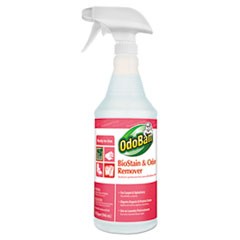 BioStain and Odor Remover, Clean Fresh Scent, 32 oz Spray Bottle, 12/Carton