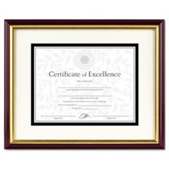 Document/Certificate Frame w/Mat, Plastic, 11 x 14, 8 1/2 x 11, Mahogany/Gold