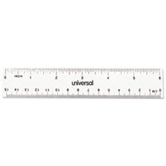 Clear Plastic Ruler, Standard/Metric, 6" Long, Clear, 2/Pack