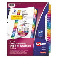 Customizable TOC Ready Index Multicolor Dividers, 26-Tab, Letter