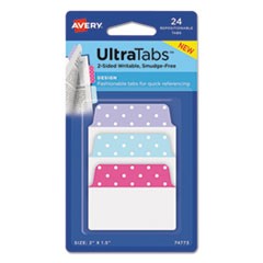 Ultra Tabs Repositionable Standard Tabs, 1/5-Cut Tabs, Assorted Dots, 2