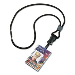 8455016130195 SKILCRAFT Breakaway Lanyard/Smart Card Holder, Plastic Swivel Hook Fastener, 36" Long, Polyester, Black, Dozen