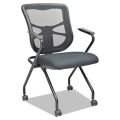 Alera Elusion Mesh Nesting Chairs, Padded Arms, Supports Up to 275 lb, Black, 2/Carton