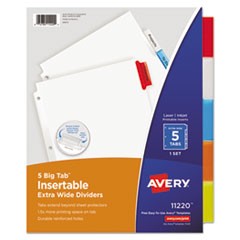 Insertable Big Tab Dividers, 5-Tab, 11 1/8 x 9 1/4