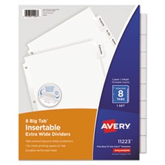 Insertable Big Tab Dividers, 8-Tab, 11 1/8 x 9 1/4