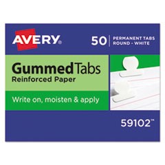 Gummed Reinforced Index Tabs, 1/12-Cut Tabs, White, 0.5