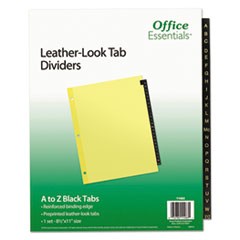 Preprinted Black Leather Tab Dividers, 25-Tab, Letter