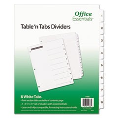 Table 'n Tabs Dividers, 8-Tab, 1 to 8, 11 x 8.5, White, 1 Set