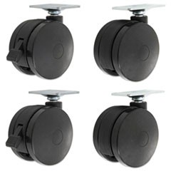 Casters for Height-Adjustable Table Bases, Black, 4/Set