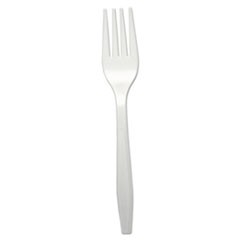 Heavyweight Polypropylene Cutlery, Fork, White, 1000/Carton