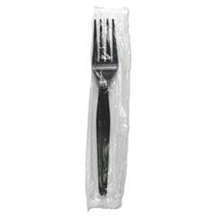 Heavyweight Wrapped Polystyrene Cutlery, Fork, Black, 1,000/Carton