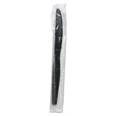 Heavyweight Wrapped Polystyrene Cutlery, Knife, Black, 1,000/Carton